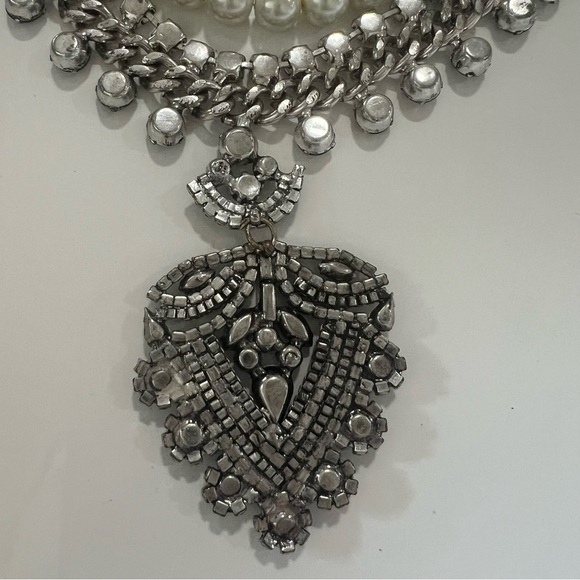 Belle Badgley Mischka Rhinestone and Faux Pearl Statement Necklace - Picture 10 of 11